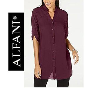 ALFANI, beautiful burgundy button up 3/4 sleeve tunic